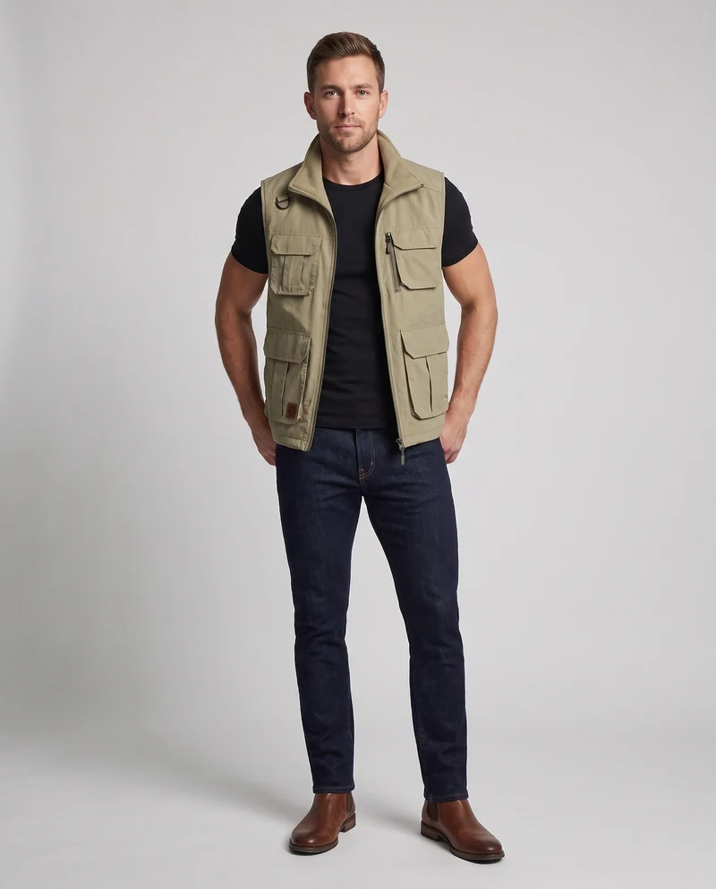 Herren isolierte Utility-Weste mit warmem Fleece-Futter und multifunktionalen Taschen Nord Taschen