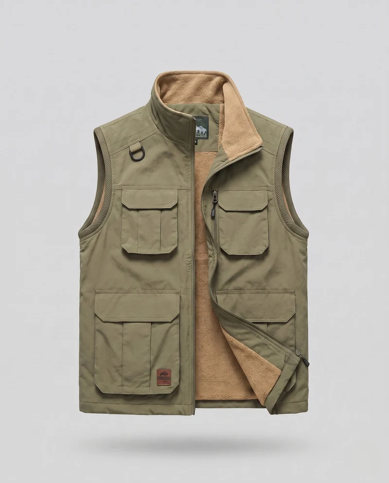 Herren isolierte Utility-Weste mit warmem Fleece-Futter und multifunktionalen Taschen Nord Taschen