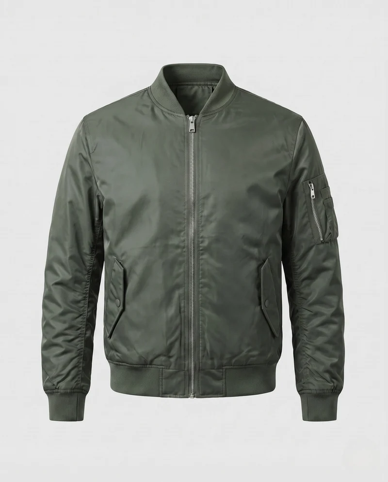 Herren isolierte MA-1 Bomber im Utility-Look mit Armtasche und geripptem Saum Nord Taschen