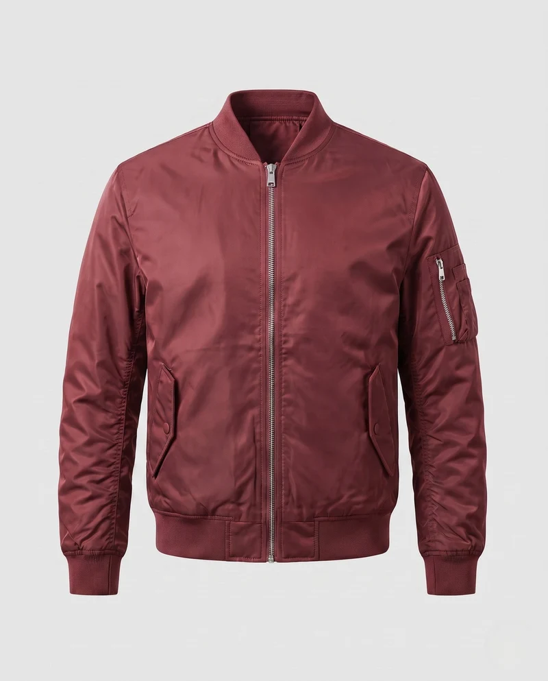 Herren isolierte MA-1 Bomber im Utility-Look mit Armtasche und geripptem Saum Nord Taschen