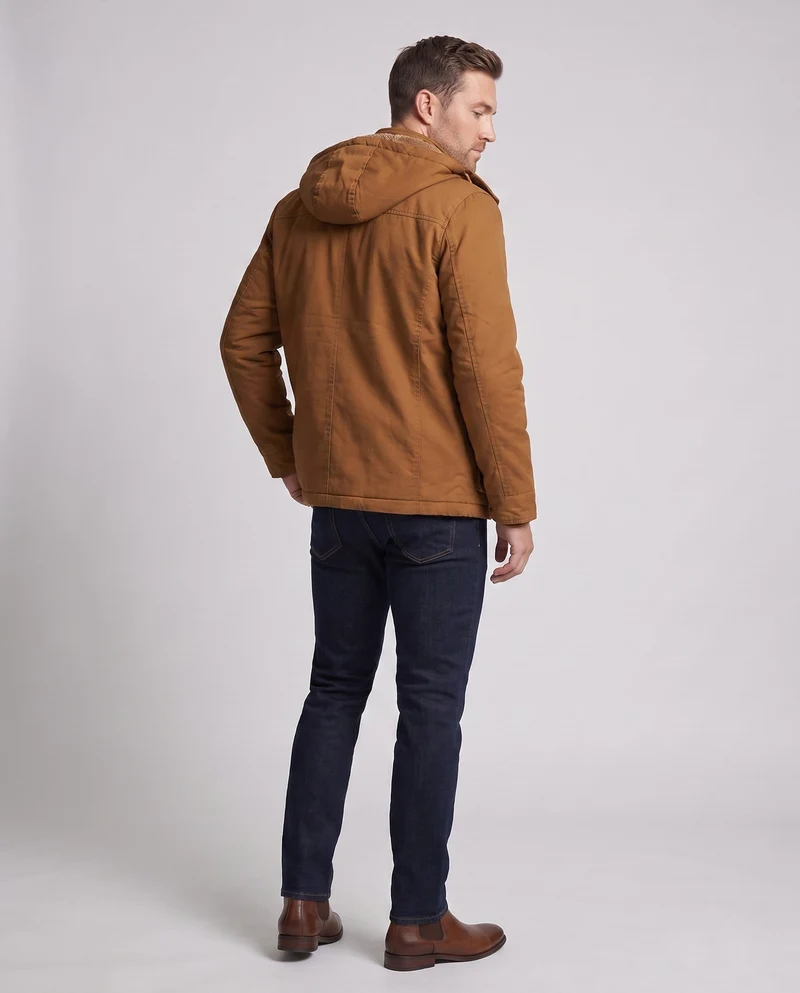 Herren Feldjacke mit Kapuze und Teddy-Futter sowie Multifunktionssch pockets Nord Taschen