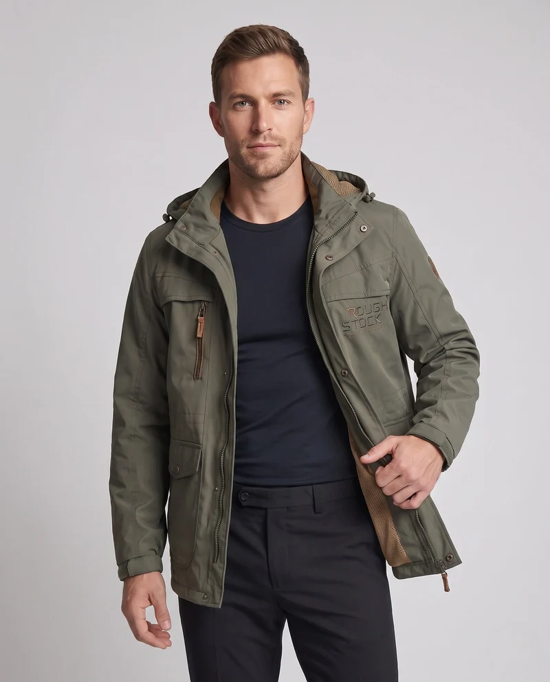 Herren-Sweatjacke mit Kapuze aus wasserabweisendem Canvas mit atmungsaktivem Mesh-Futter und Multifunktionstaschen Nord Taschen