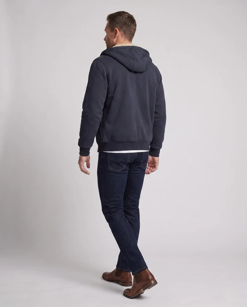 Herren Kapuzenfleecejacke mit Sherpa-Futter, Reißverschluss und gerippten Bündchen Nord Taschen