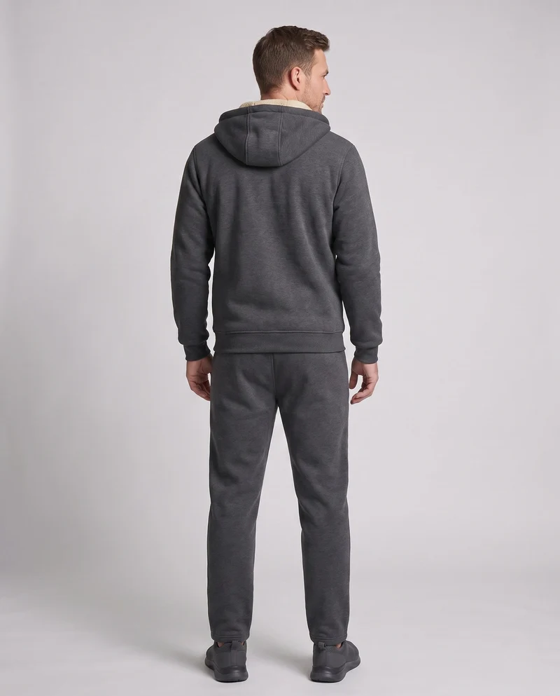 Herren Hoodie Sweat Set mit Teddyfutter, Reißverschlusstaschen und elastischem Bund Nord Taschen