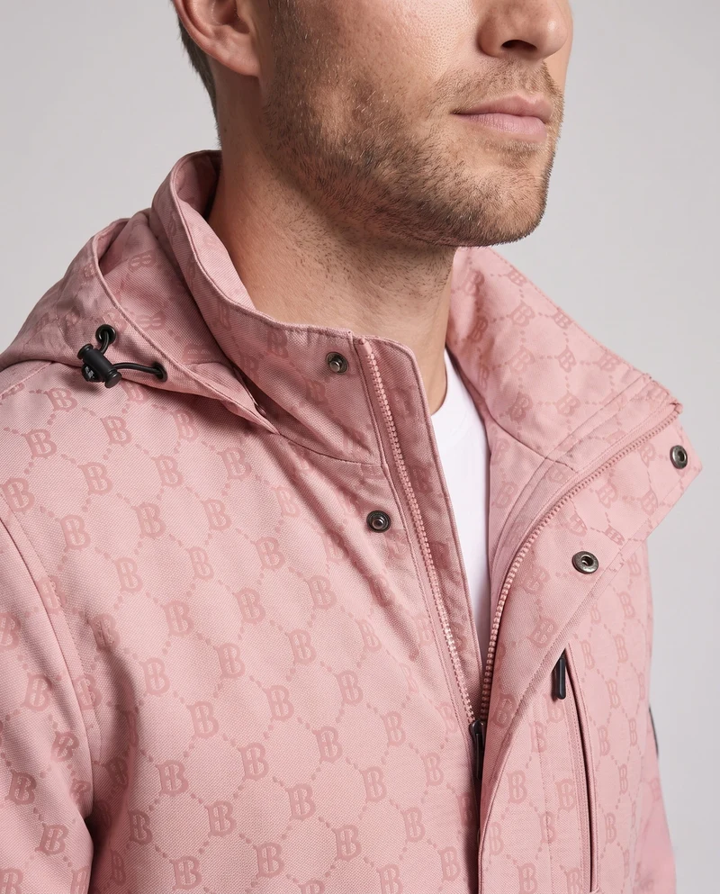 Herren Parka mit Kapuze aus wasserabweisendem Nylonmix mit Allover-Monogramm und Multifunktionstaschen Nord Taschen