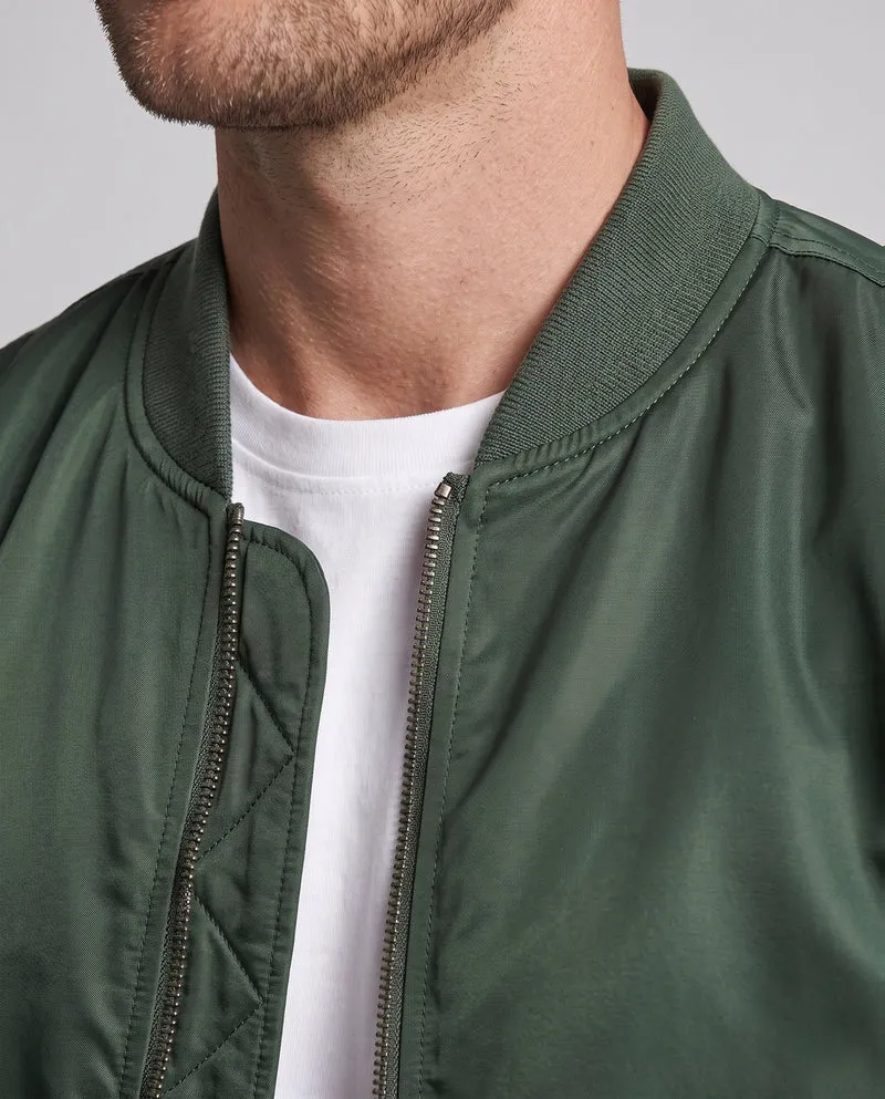 Herren klassische Nylon Bomberjacke im Pilotstil mit Utility-Tasche am Ärmelsaum und geripptem Bund Nord Taschen