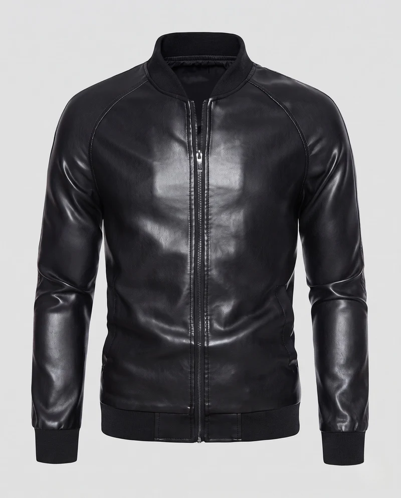 Herren Faux-Leder Bomberjacke Nord Taschen