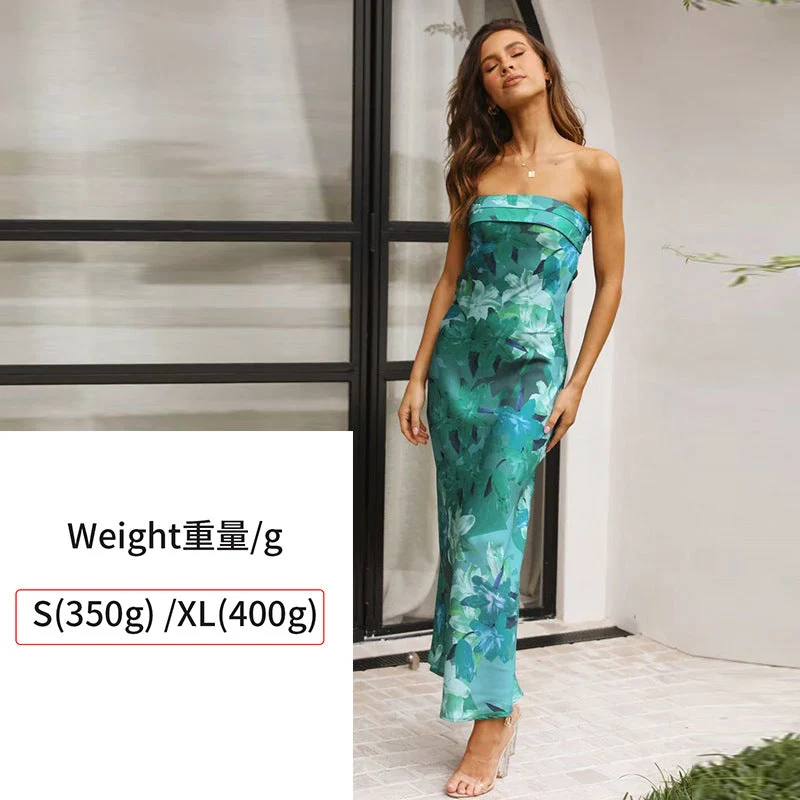 Satin rückenfreies Röhrentop Kleid