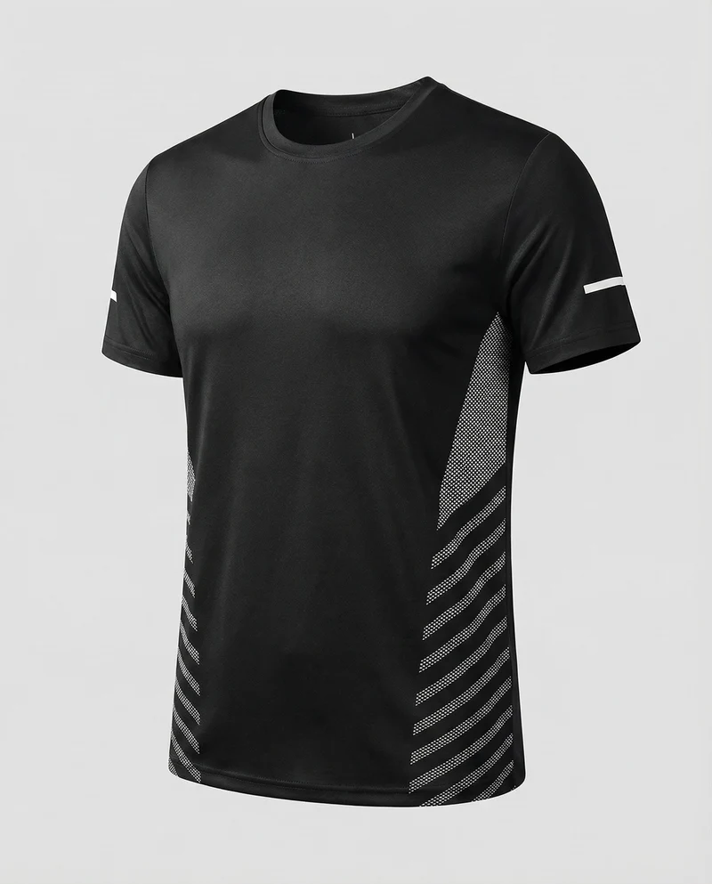 Herren nan Performance-Laufshirt mit seitlichen Mesh‑Einsätzen und reflektierenden Streifen