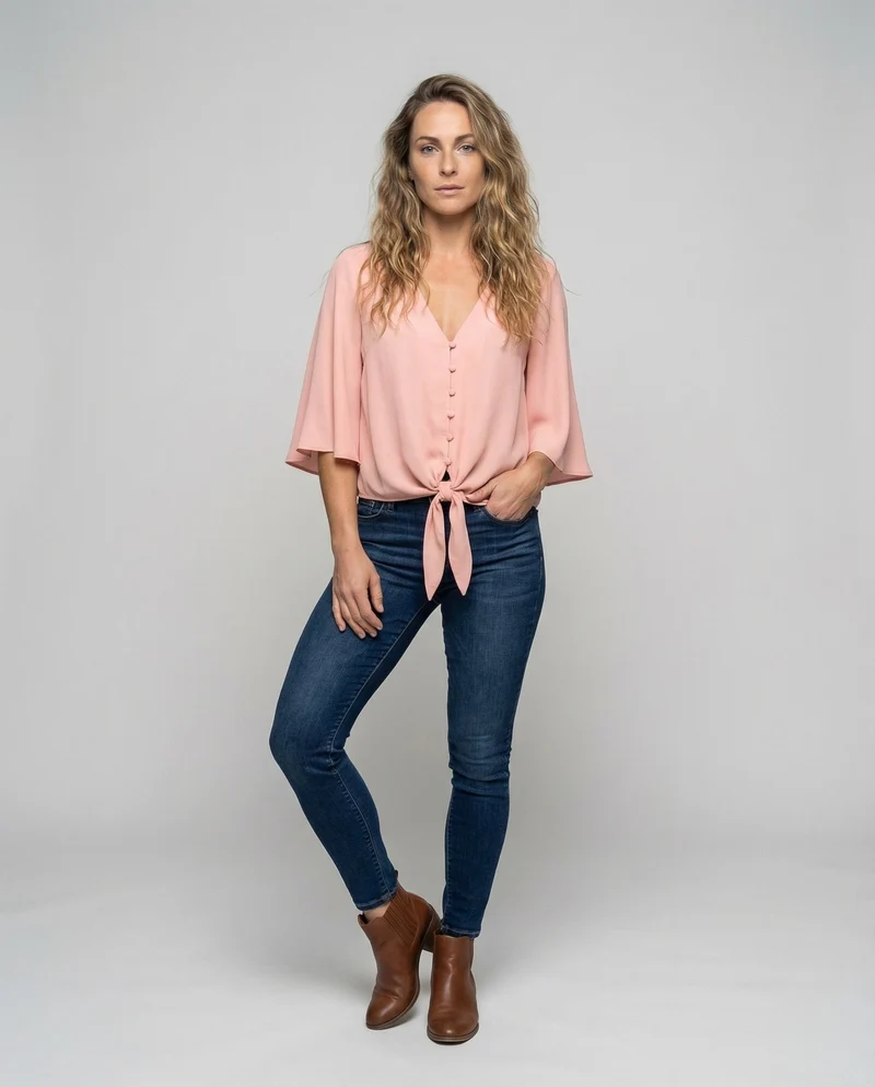 Damen legeres Blusenshirt mit Flügelärmeln.