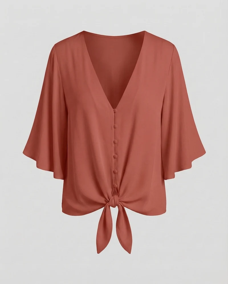 Damen legeres Blusenshirt mit Flügelärmeln.