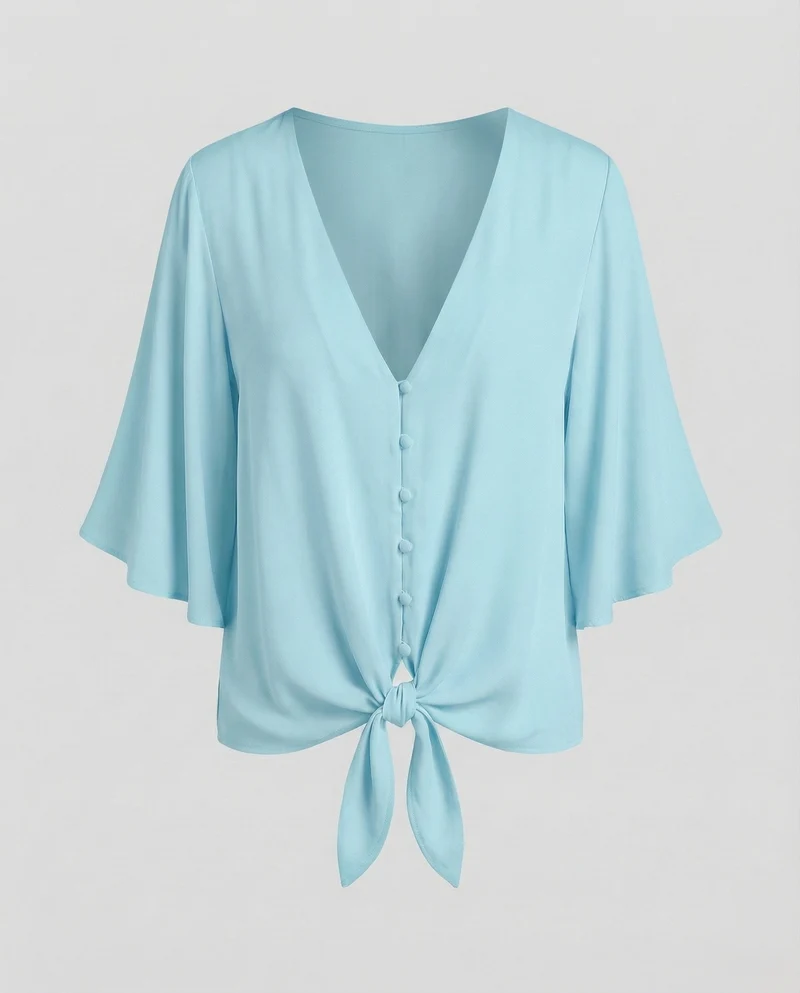 Damen legeres Blusenshirt mit Flügelärmeln.