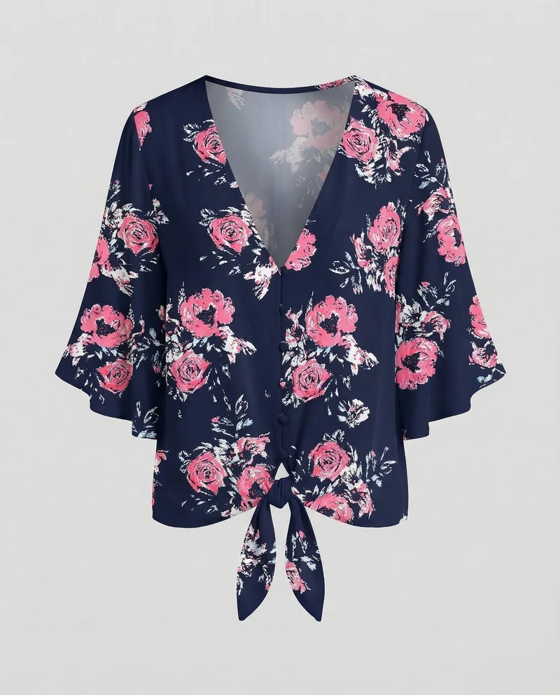 Damen legeres Blusenshirt mit Flügelärmeln.