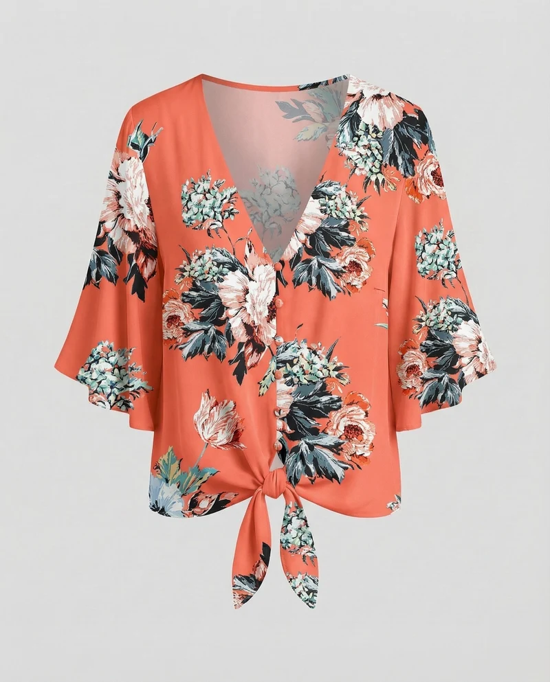 Damen legeres Blusenshirt mit Flügelärmeln.