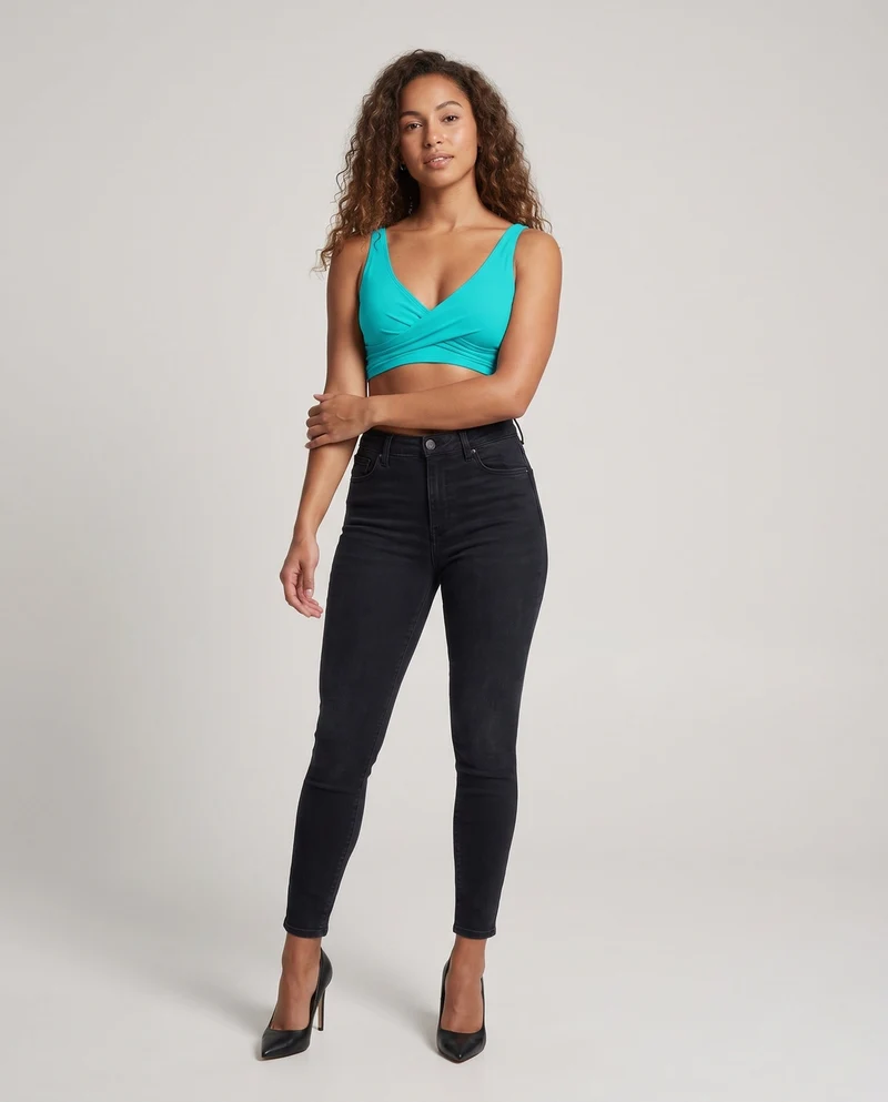 Damen Sportliches Wickel-Bikinioberteil