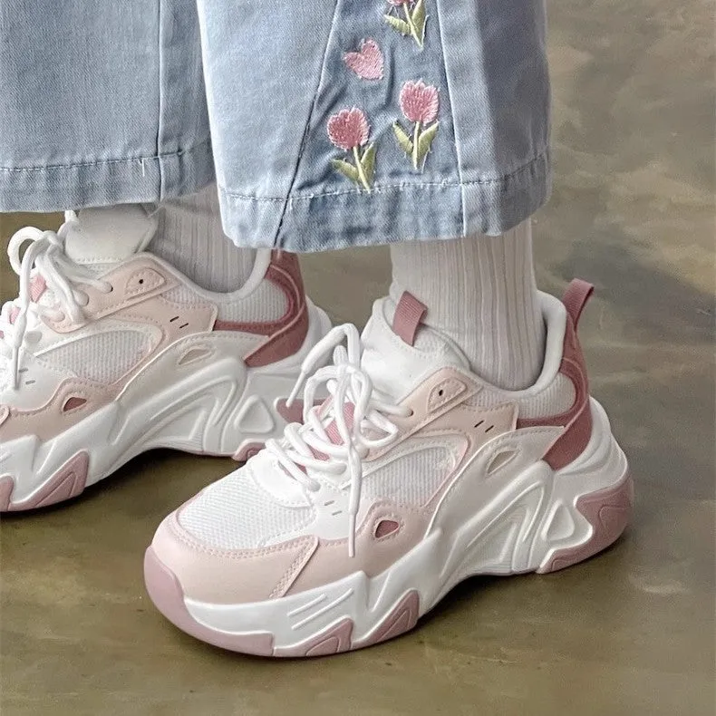 Damen Sportliche Chunky Sneaker mit atmungsaktivem Mesh und bequemer Dämpfung