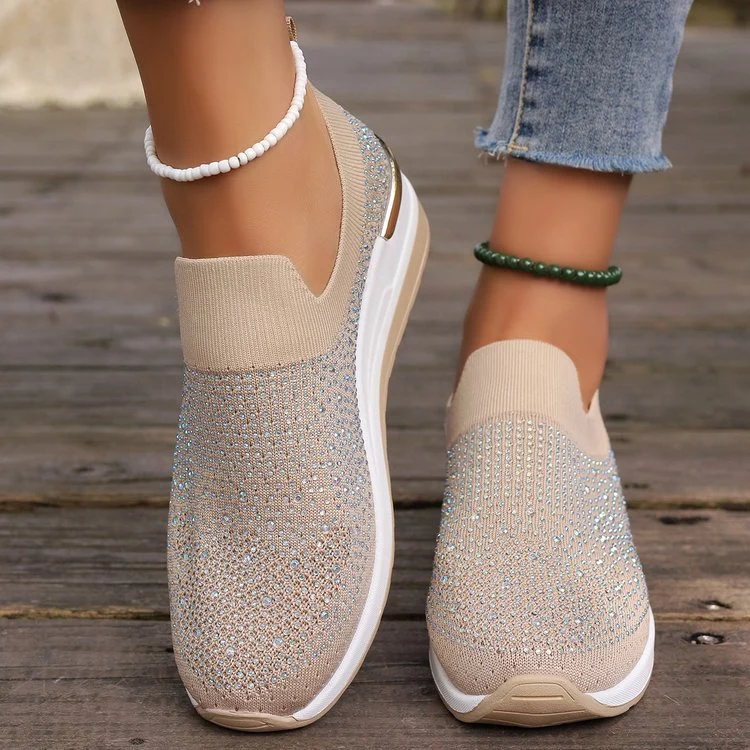 Damen Modische Sneaker mit Strass und Plateau Nord Taschen