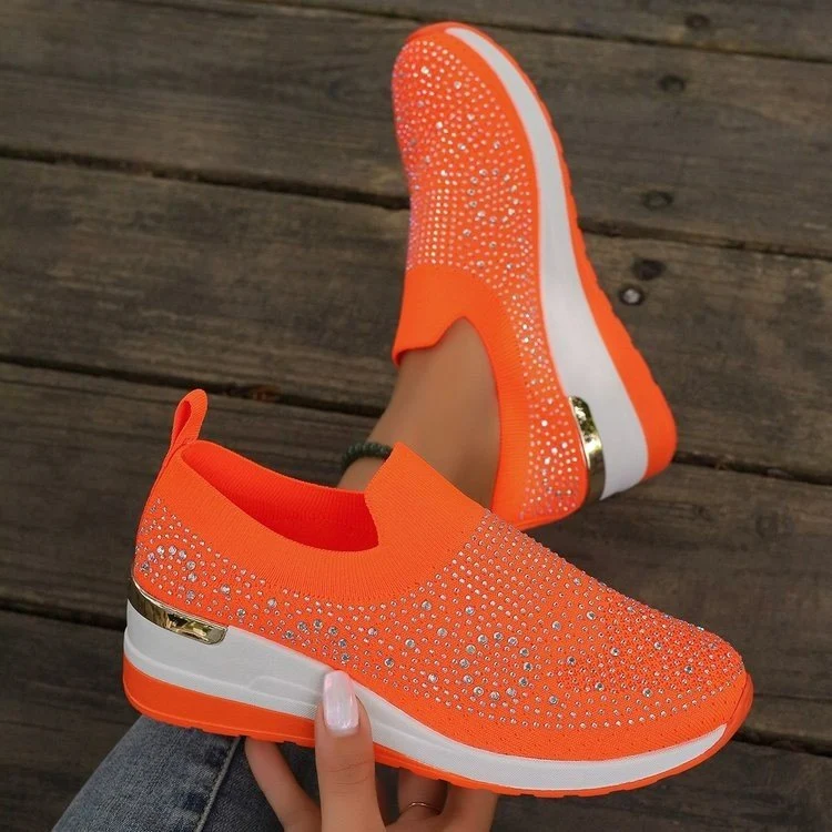 Damen Modische Sneaker mit Strass und Plateau Nord Taschen
