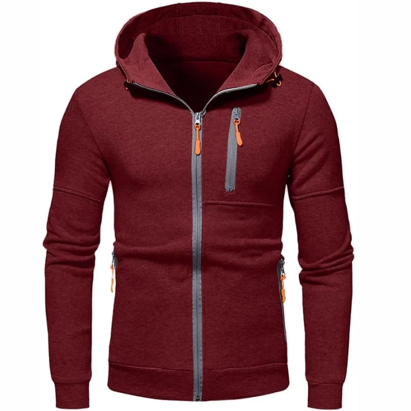 Herren Kapuzenpulli mit Reißverschluss Schwarz Kapuzenpullover