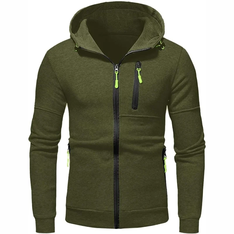 Herren Kapuzenpulli mit Reißverschluss Schwarz Kapuzenpullover