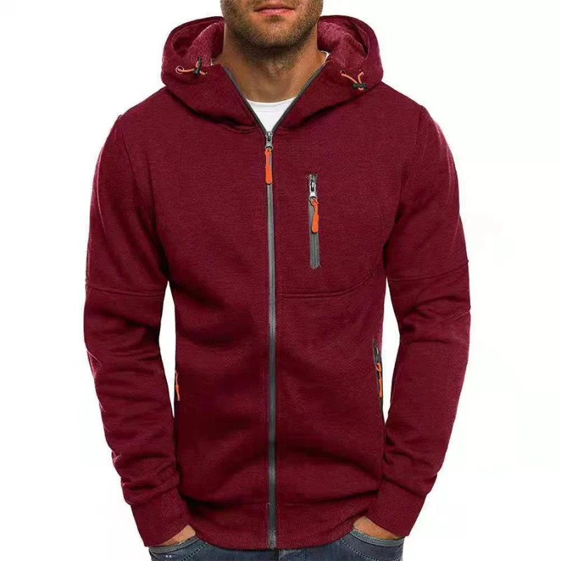 Herren Kapuzenpulli mit Reißverschluss Schwarz Kapuzenpullover