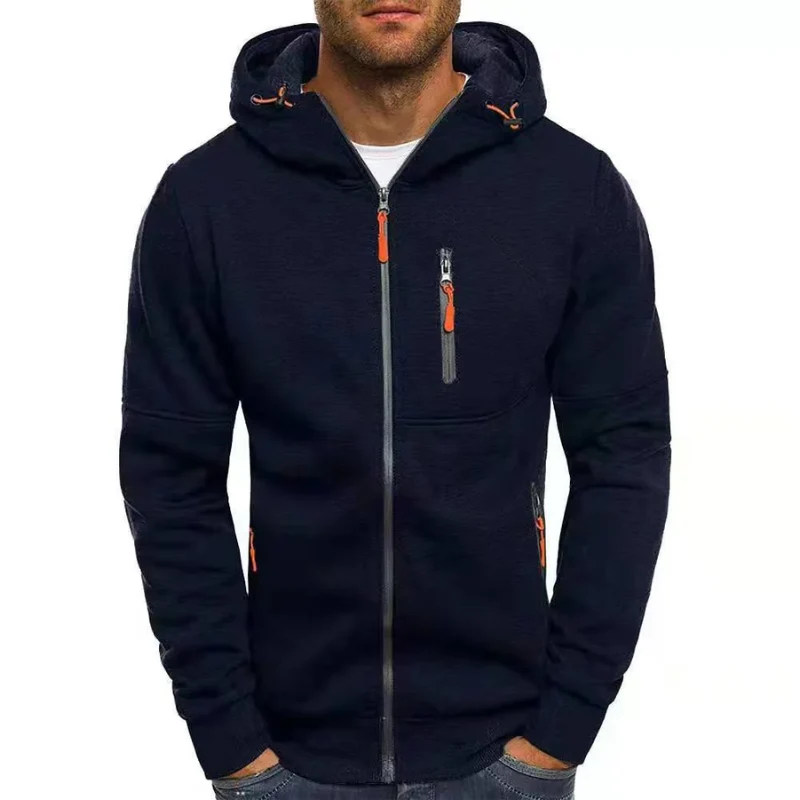 Herren Kapuzenpulli mit Reißverschluss Schwarz Kapuzenpullover