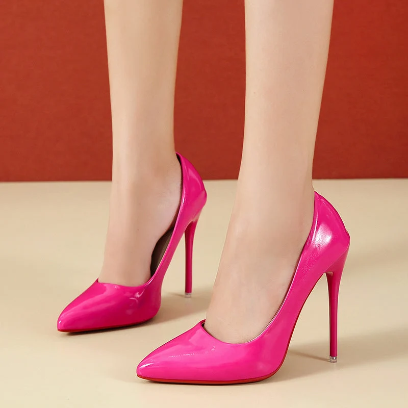Damen stilvolle Pumps mit hochglänzender Oberfläche und elegantem spitzem Zehenbereich