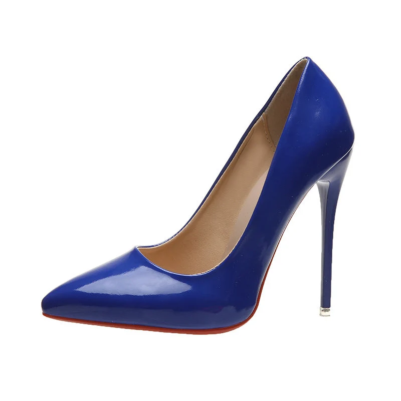 Damen stilvolle Pumps mit hochglänzender Oberfläche und elegantem spitzem Zehenbereich