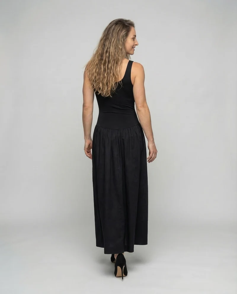 Damen Maxikleid Ripp Top