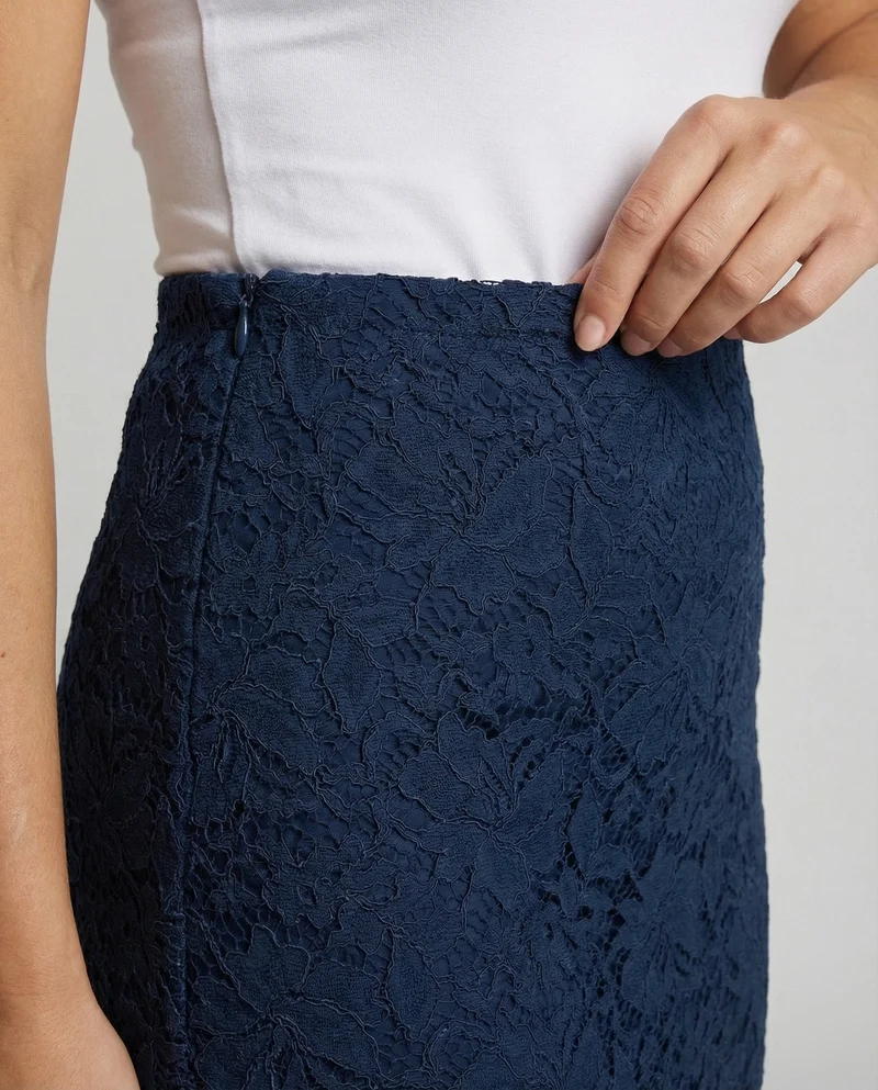 Damen Florale Spitzen Bleistiftrock