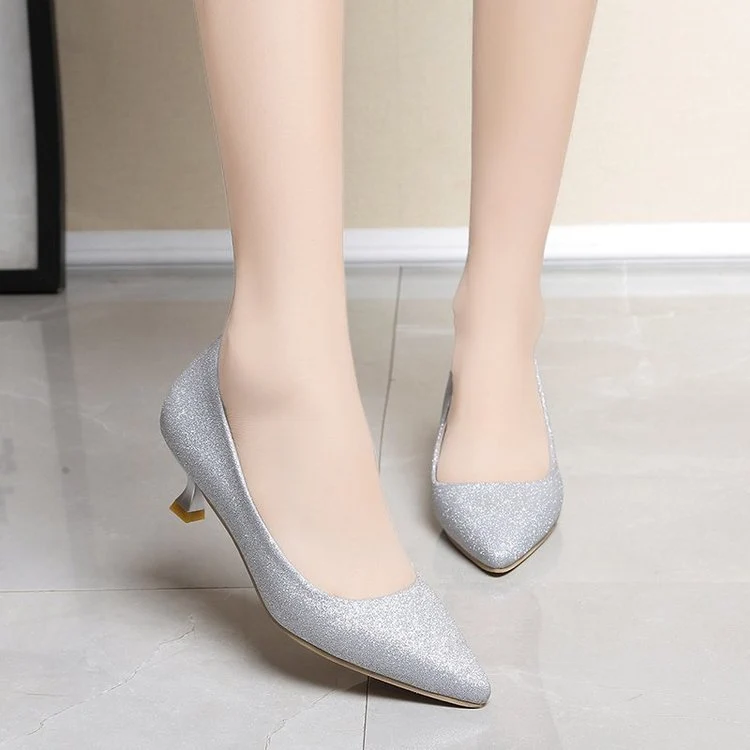 Damen schimmernde Pumps mit elegantem Blockabsatz