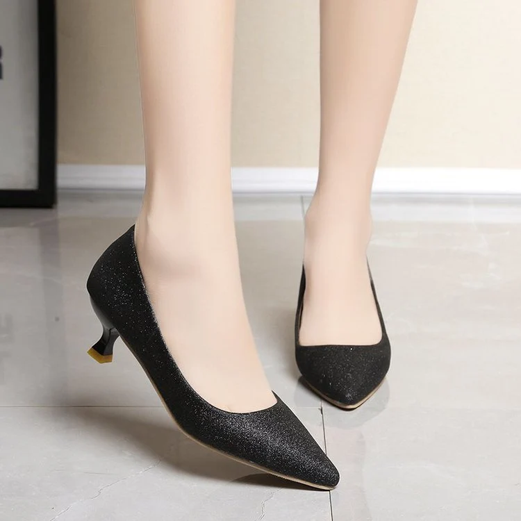Damen schimmernde Pumps mit elegantem Blockabsatz