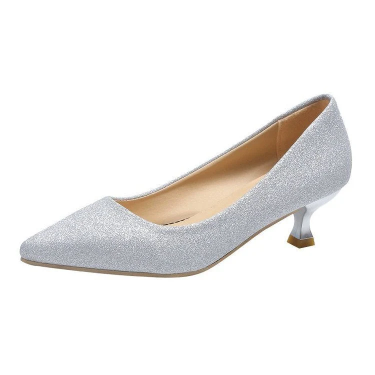 Damen schimmernde Pumps mit elegantem Blockabsatz