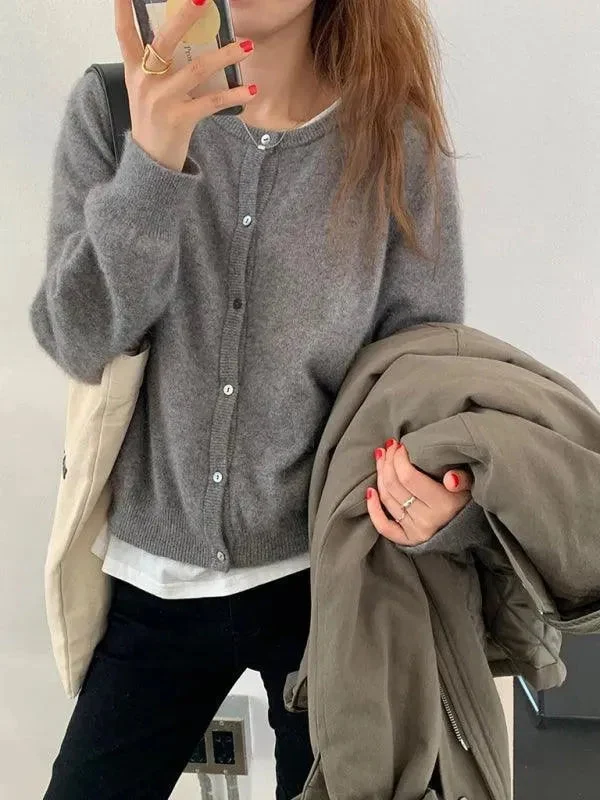 Geschichteter Damen Strickjacke Pullover