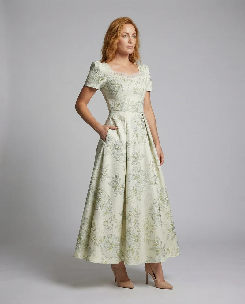 Damen Florales Jacquard Ballkleid