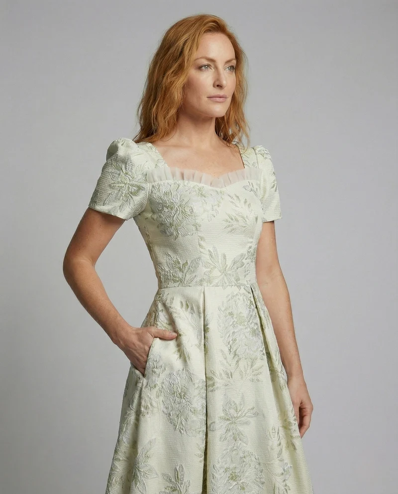 Damen Florales Jacquard Ballkleid