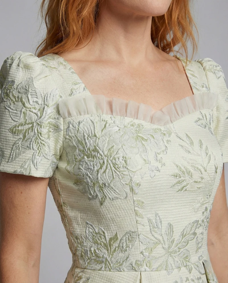 Damen Florales Jacquard Ballkleid
