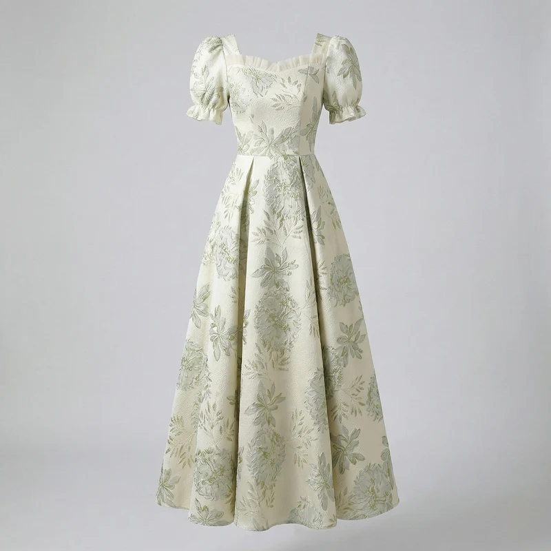 Damen Florales Jacquard Ballkleid