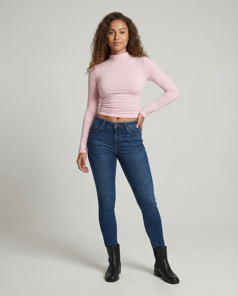 Damen Bauchfreies Langarmshirt Stretchjersey