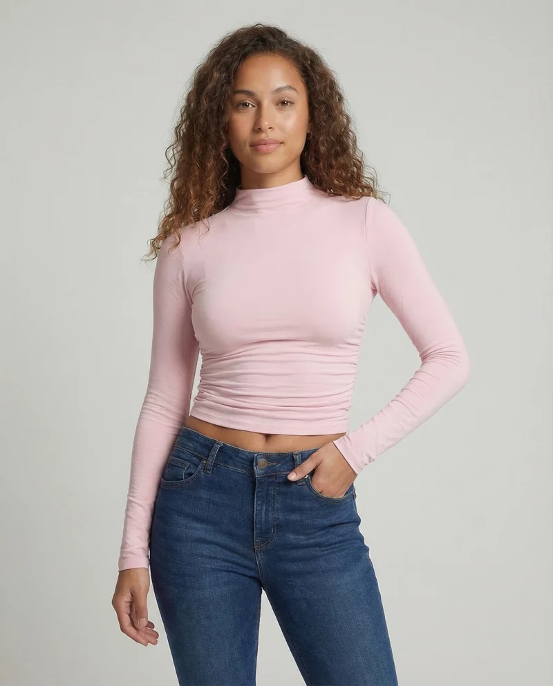 Damen Bauchfreies Langarmshirt Stretchjersey