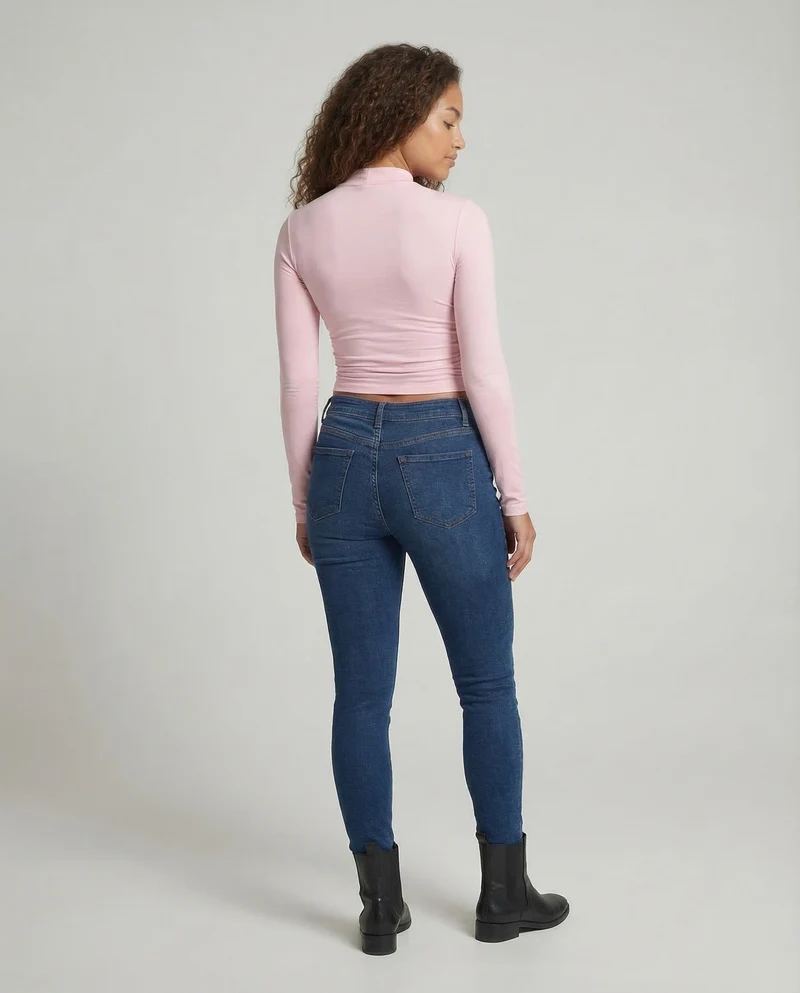 Damen Bauchfreies Langarmshirt Stretchjersey