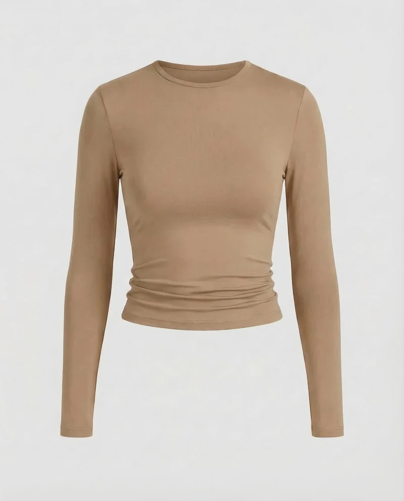 Damen Bauchfreies Langarmshirt Stretchjersey