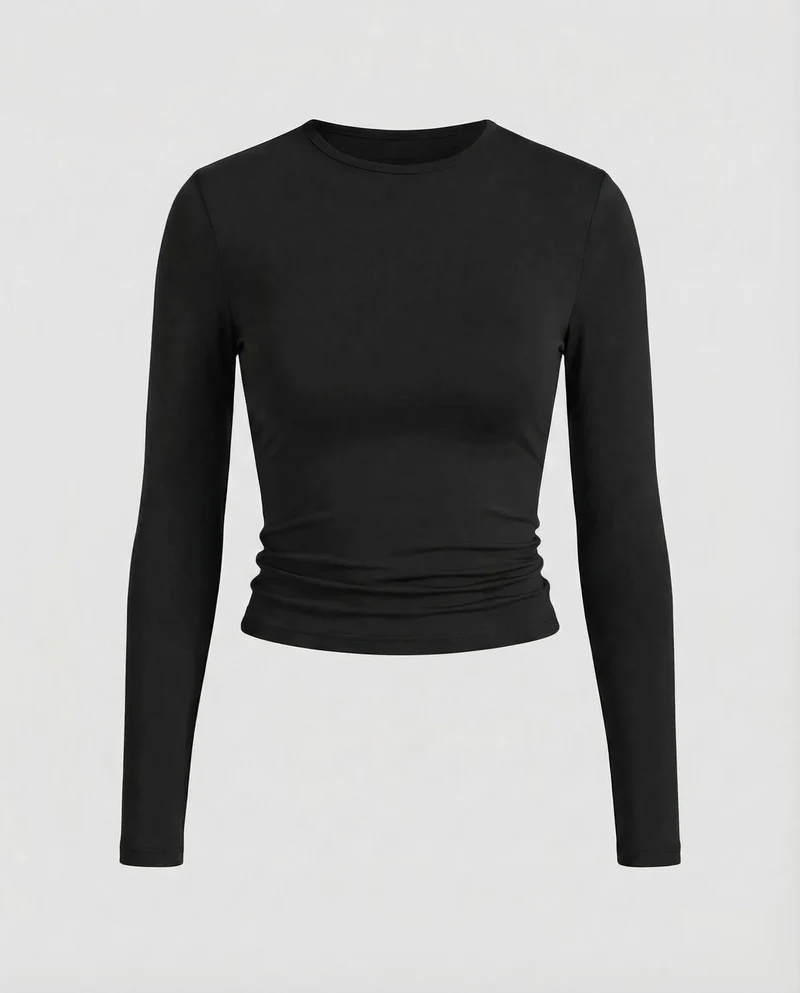 Damen Bauchfreies Langarmshirt Stretchjersey