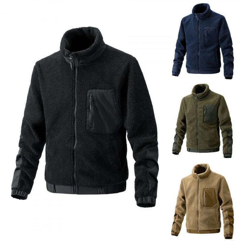 Herren Fleecejacke mit hochgeschlossenem Kragen und seitlichen Reißverschlusstaschen