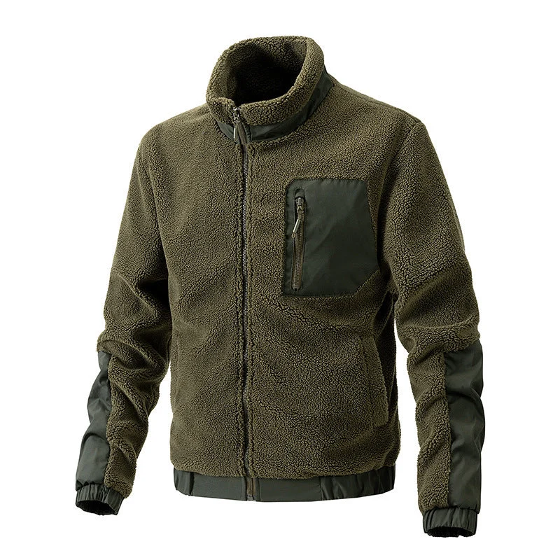Herren Fleecejacke mit hochgeschlossenem Kragen und seitlichen Reißverschlusstaschen