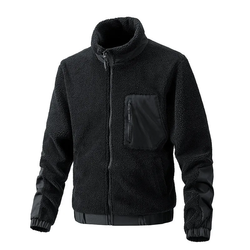 Herren Fleecejacke mit hochgeschlossenem Kragen und seitlichen Reißverschlusstaschen