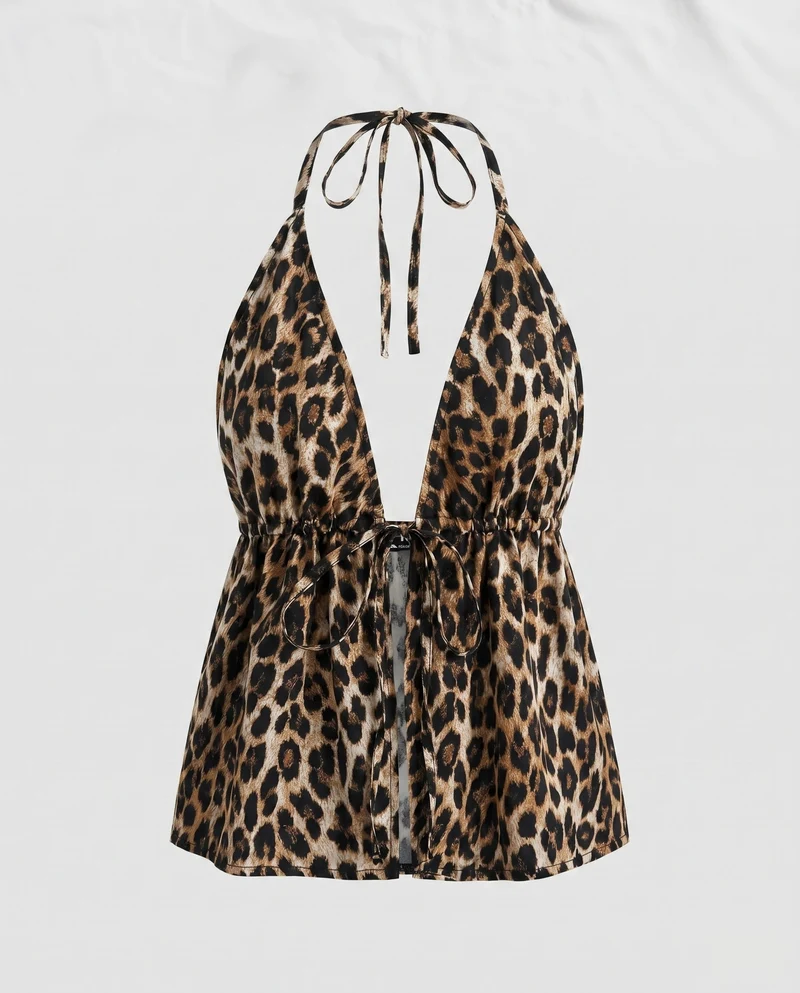 Damen Neckholder-Top mit anpassbarem Knoten