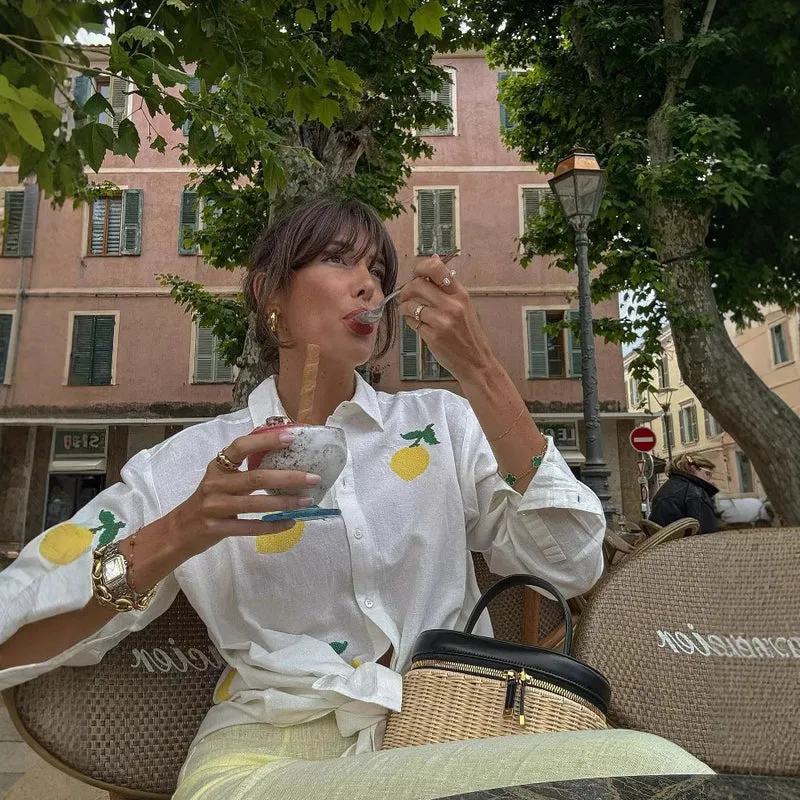 Damen Bluse mit fröhlichem Zitronen-Muster Nord Taschen