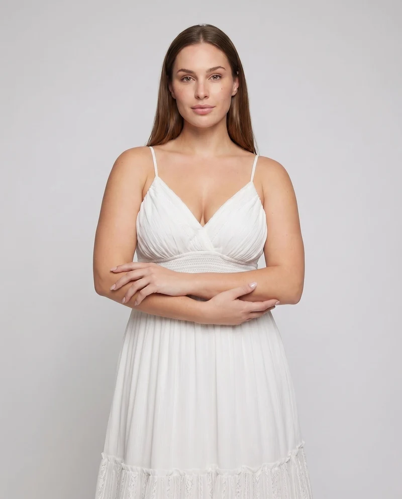 Damen Maxikleid Spitzenhalter Tüllrock Rückenfrei