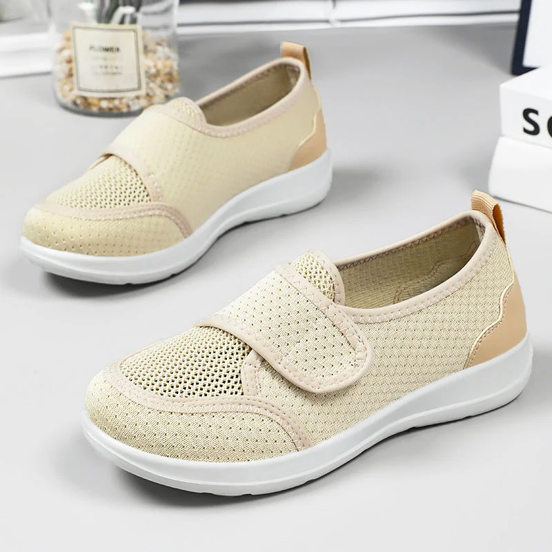 Damen Bequeme Slip-On Sneakers mit verstellbarem Klettverschluss und atmungsaktiver Obermaterial